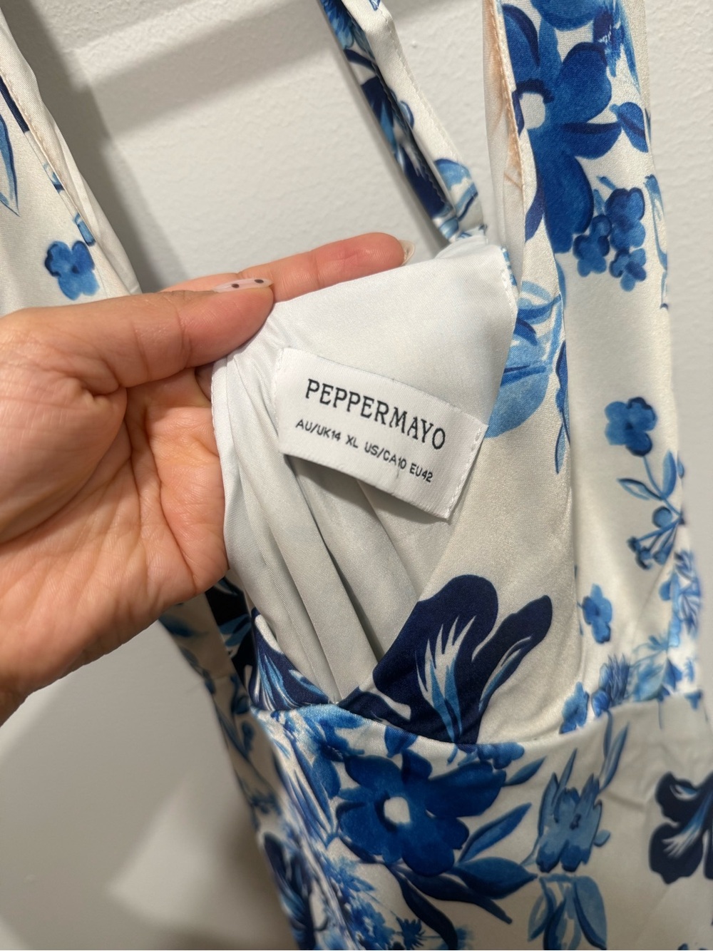 Peppermayo White Dress with Blue Floral Print - Picture 4 of 4